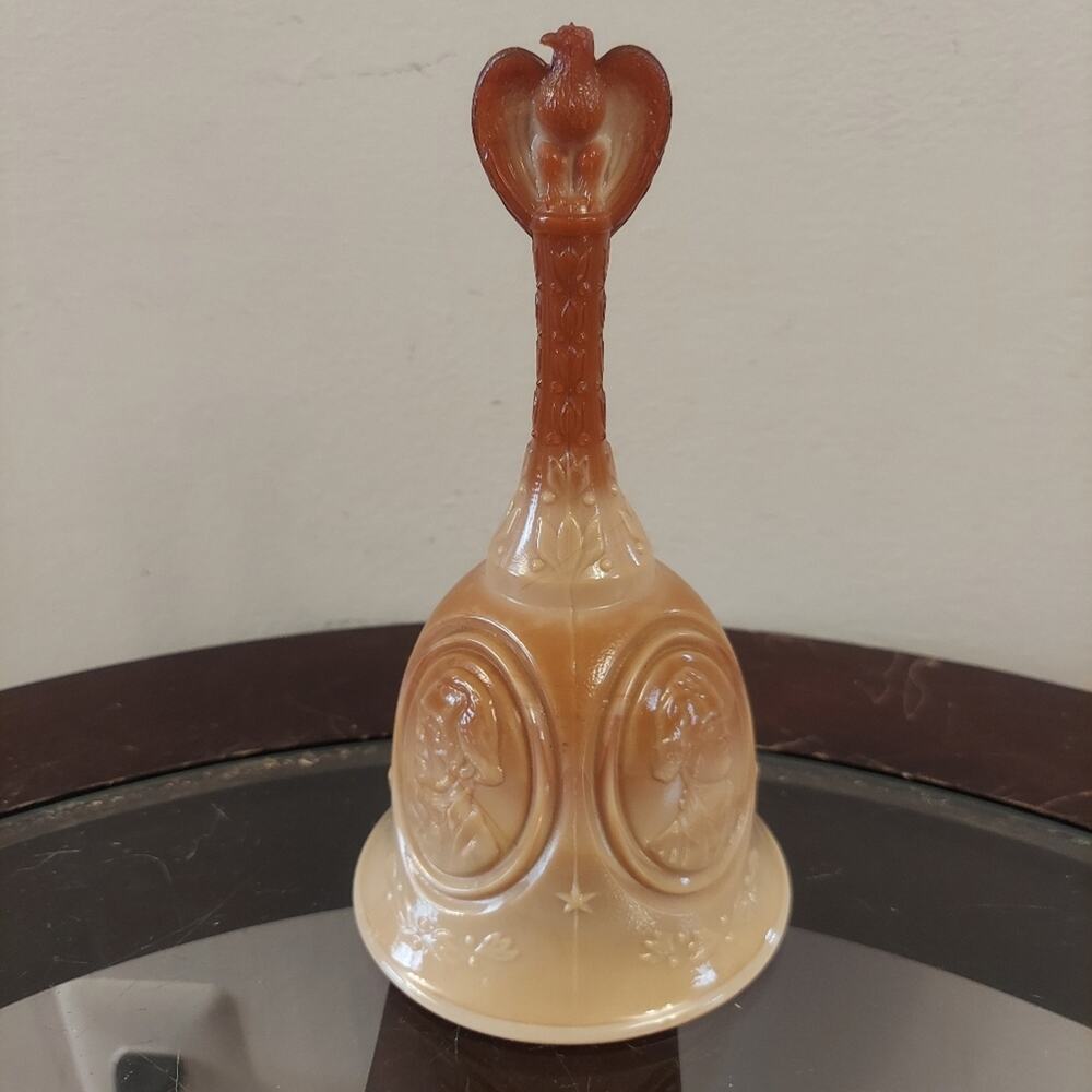 Vintage Fenton Bicentennial Brown Glass Bell, 7"